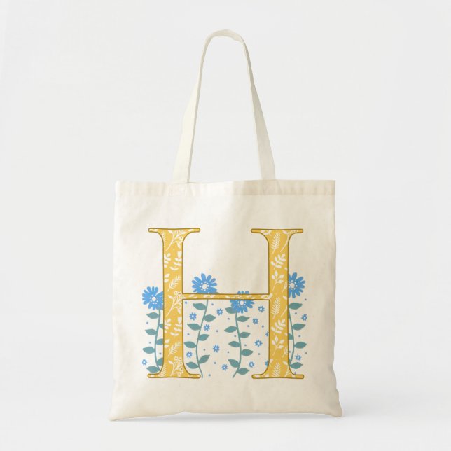 Blumen"h-" Monogramm-Taschen-Tasche Tragetasche (Vorne)