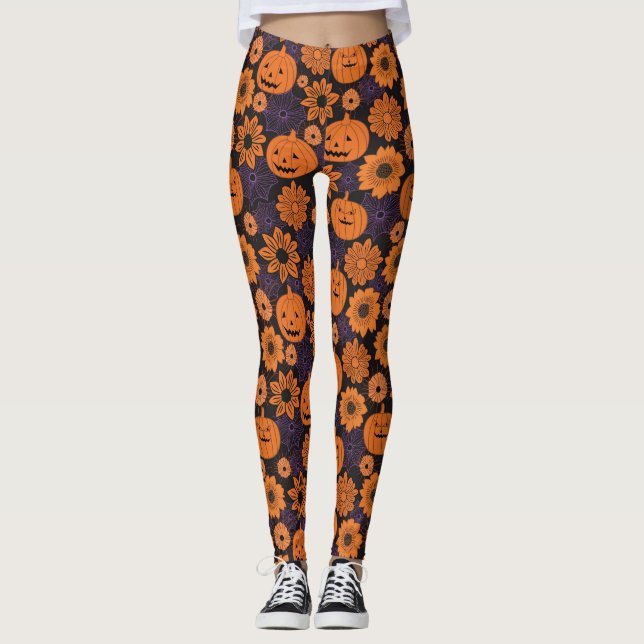 Blumen-Halloween  Leggings (Vorderseite)