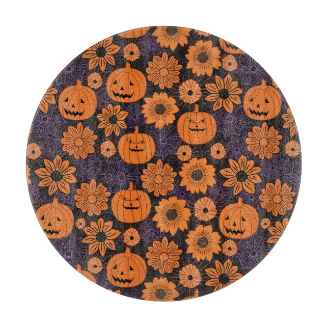 Blumen-Halloween Schneidebrett (Vorderseite)