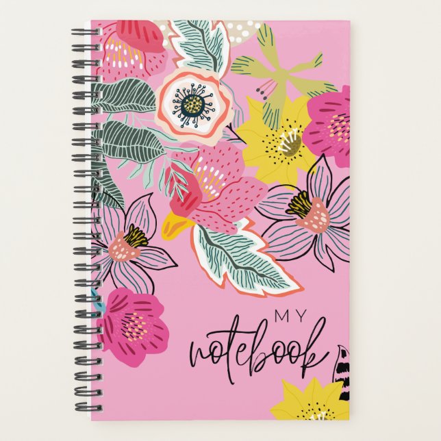 Blumen-Hardcover-Notizbuch – Ästhetisches Journal  Planer (Vorderseite)