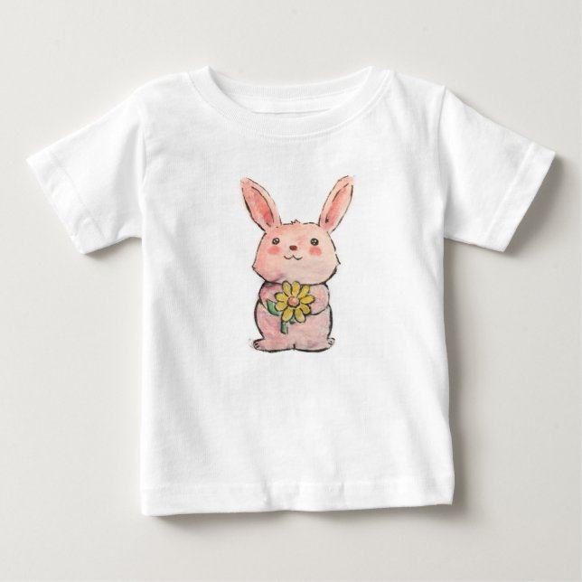 Blumen-Häschen Baby T-shirt (Vorderseite)