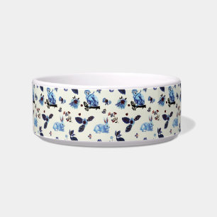 Blumen Hase Affe Blau Weiß Vintage Napf