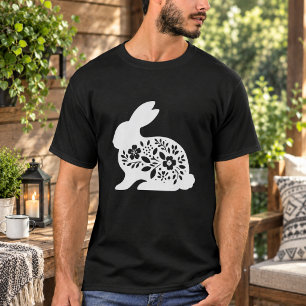Blumen-Hasen-Schablonen-Tasse – Süße Hase-Kaffee T-Shirt