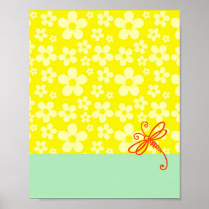 Blumen Hauch Von Grün Libellen Kunst Poster