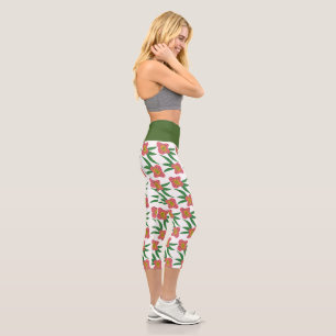Blumen-Hawaii-Botanik-Gelbe Capri-Leggings Capri Leggings