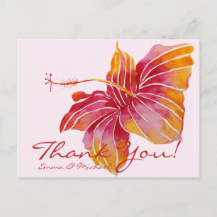 Blumen Hawaii Hibiskus Dankeschön Hochzeitspostkar Postkarte