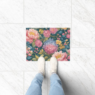 Blumen Helle Farbige Blumen Fußmatte