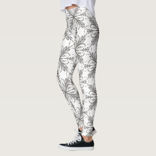 Blumen-Henna-Mandala-Schwarz-Weiß-Leggings Leggings