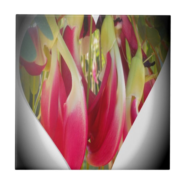 Blumen-Herz-Kunst-Druck Fliese (Vorderseite)