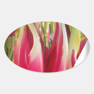 Blumen-Herz-Kunstposter Ovaler Aufkleber
