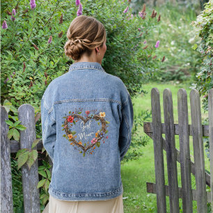 Blumen-Herz-Personalisierte Mädchen-Mama-Jean-Jack Jeansjacke