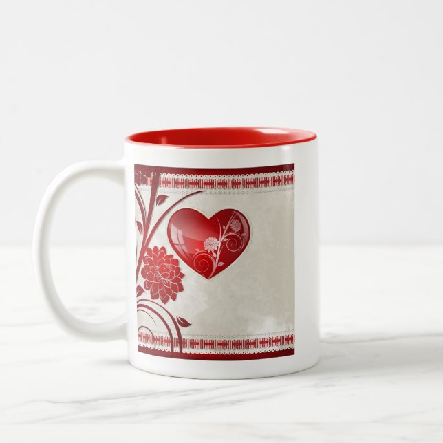 Blumen-Herz Zweifarbige Tasse (Links)