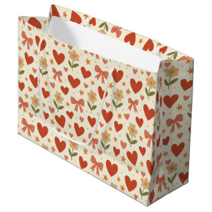 Blumen Herzen & Süße Schleifen - Große Geschenktüt Geschenktüte