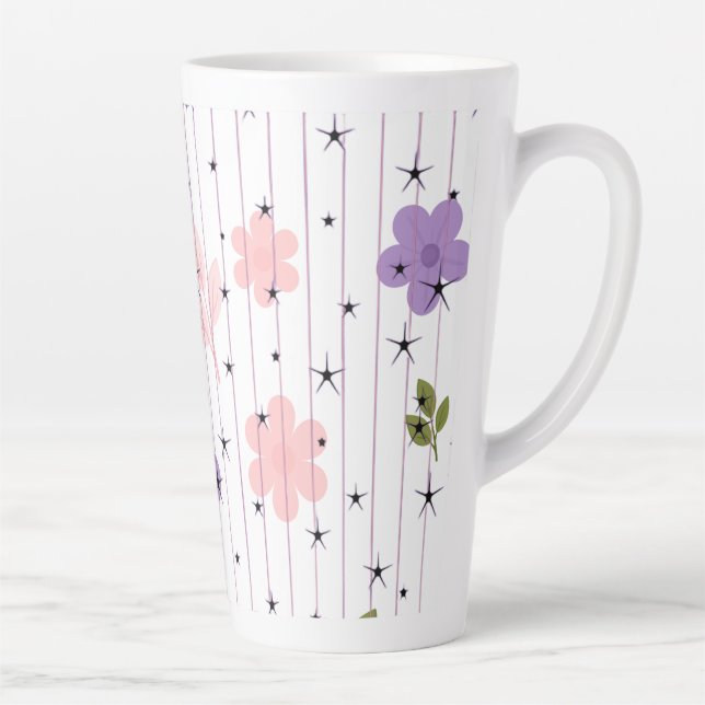 Blumen-Himmel-Sterne-Latte-Mug  Milchtasse (Rechts)