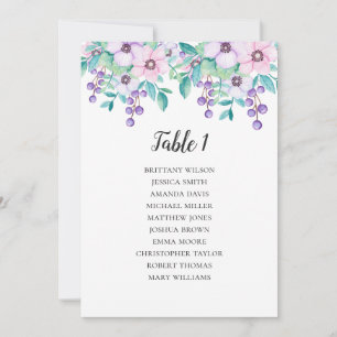 Blumen Hochzeit Sitzordnung. Blumiger Tischplan Einladung