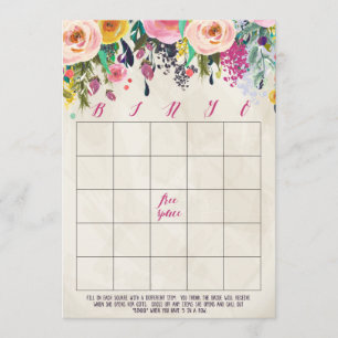 Blumen-Hochzeitsdusche-Bingo-Karten Einladung