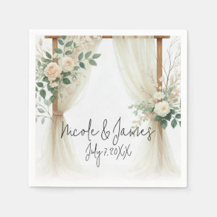 Blumen Holzbogen Grünzeug Rosen Rustikale Hochzeit Serviette