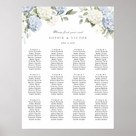 Blumen-Hortensien-12-Tische-Hochzeits-Sitzplan Poster