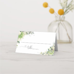 Blumen-Hortensien-Hochzeit gefaltete Platzkarte