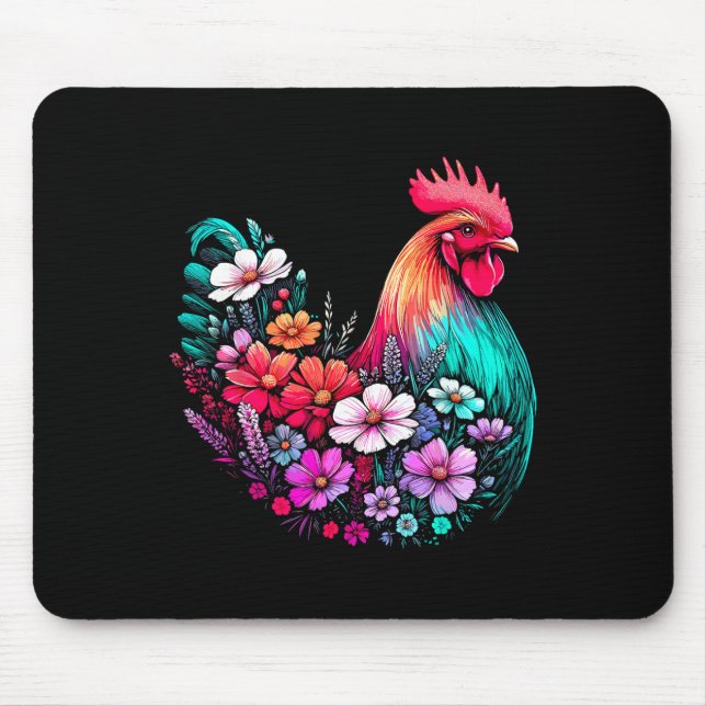 Blumen-Hühner-Mädchen-Blume  Mousepad (Vorne)