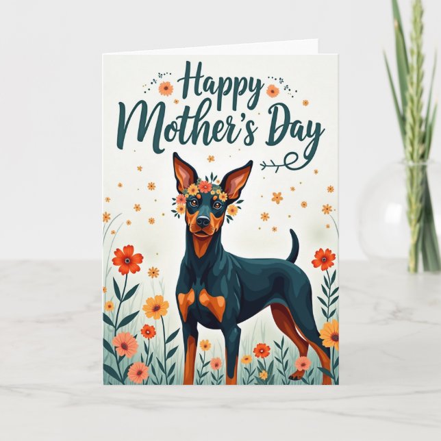 Blumen-Hund-Mutter-Wunschkarte Karte (Vorderseite)