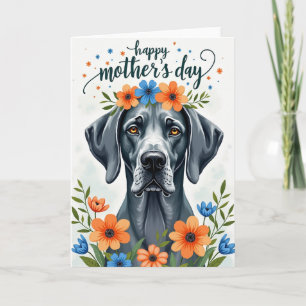 Blumen-Hund-Muttertagskarte Karte