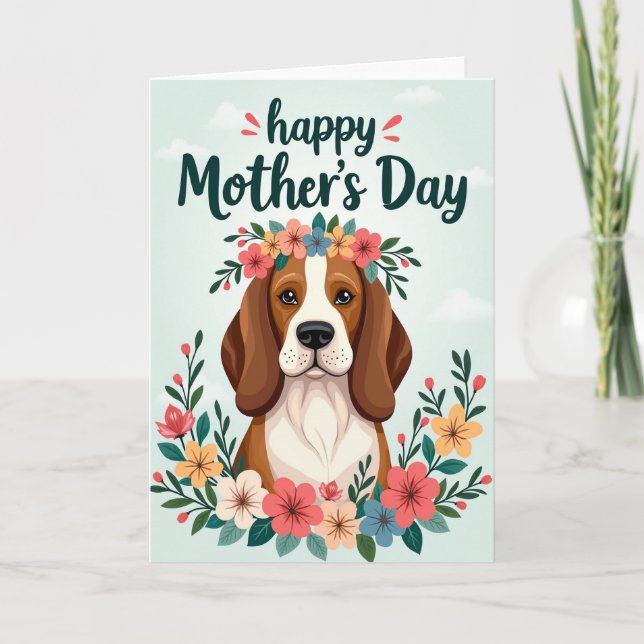 Blumen-Hund-Muttertagskarte Karte (Vorderseite)
