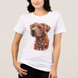 Blumen-Hund-T-Shirt | Elegantes Blumen-Hund-Design Tri-Blend Shirt