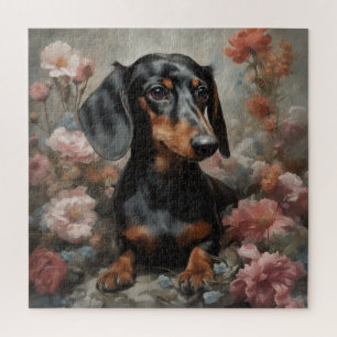 Blumen-Hunde-Rasse-Porträts 10 Puzzle