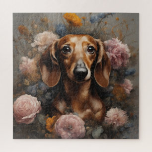 Blumen-Hunde-Rasse-Porträts 1 Puzzle