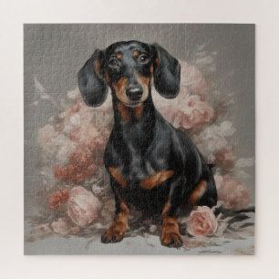 Blumen-Hunde-Rasse-Porträts 2 Puzzle