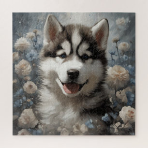 Blumen-Hunde-Rasse-Porträts 7 Puzzle