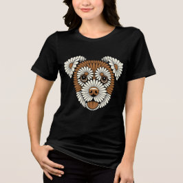 Blumen-Hundeporträt Tri-Blend Shirt