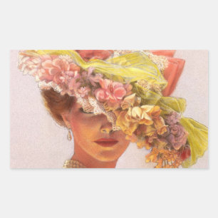 Blumen-Hut-viktorianische Dame Oval Stickers