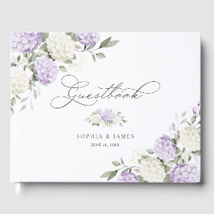 Blumen-Hydrangea-Hochzeit in Lila Gästebuch