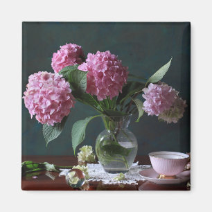 Blumen   Hydrangeas in Vase Magnet