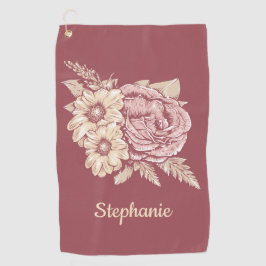 Blumen-Illustrations-Name-Golftuch Golfhandtuch