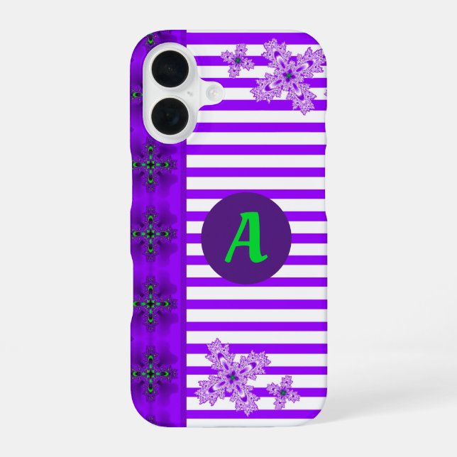 Blumen im Retro-Stil mit Monogramm iPhone 16 Hülle (Rückseite)