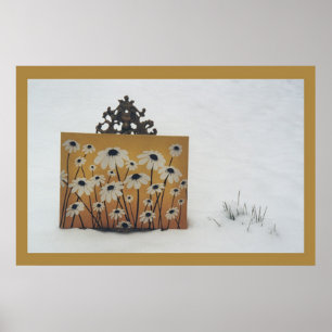 Blumen im Schnee Poster