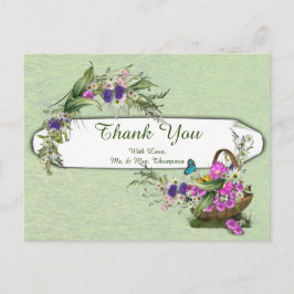 Blumen im Sommer - Danke Ankündigungspostkarte