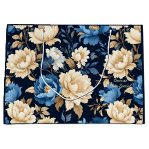 Blumen im viktorianischen Stil Geschenktasche blau