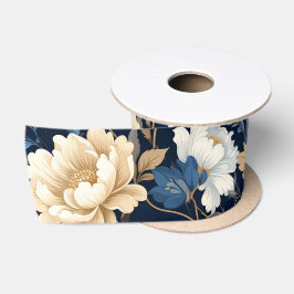 Blumen im viktorianischen Stil Geschenktasche blau Satinband