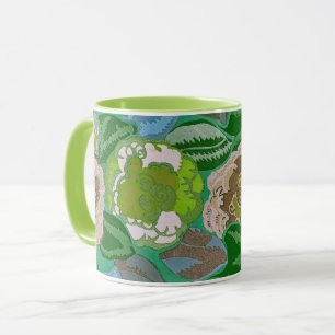 Blumen im Vintage-Stil in grünem Kunst-Mug Tasse
