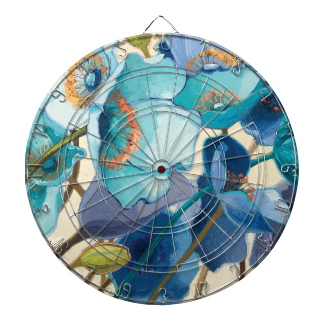 Blumen in den verschiedenen Schatten von Lila und Dartscheibe (vorne)