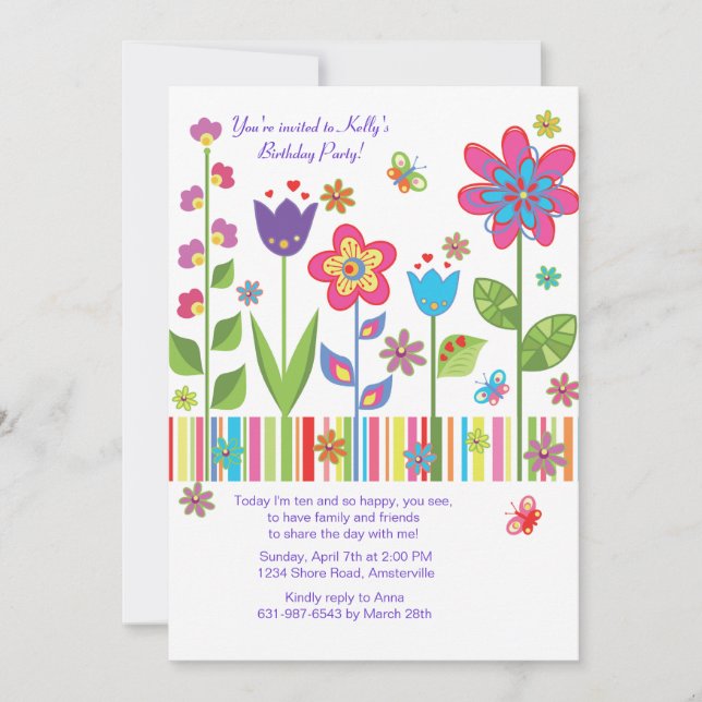 Blumen in der Garten-Einladung Einladung (Vorderseite)