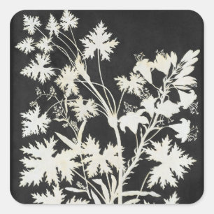 Blumen in der Silhouette Quadratischer Aufkleber
