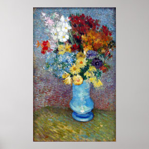 Blumen in einem blauen Vase durch Vincent van Gogh Poster