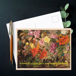 Blumen in einem Garten, Alles Gute zum Geburtstag Postkarte