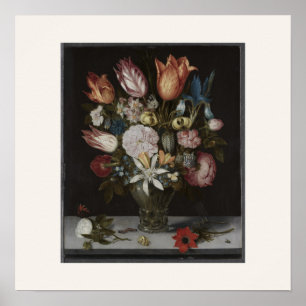 Blumen in einem Glas - Niederländischer Stillleben Poster