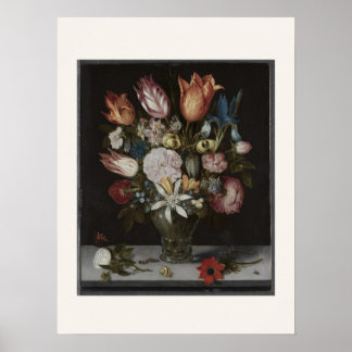 Blumen in einem Glas - Niederländisches Stillleben Poster